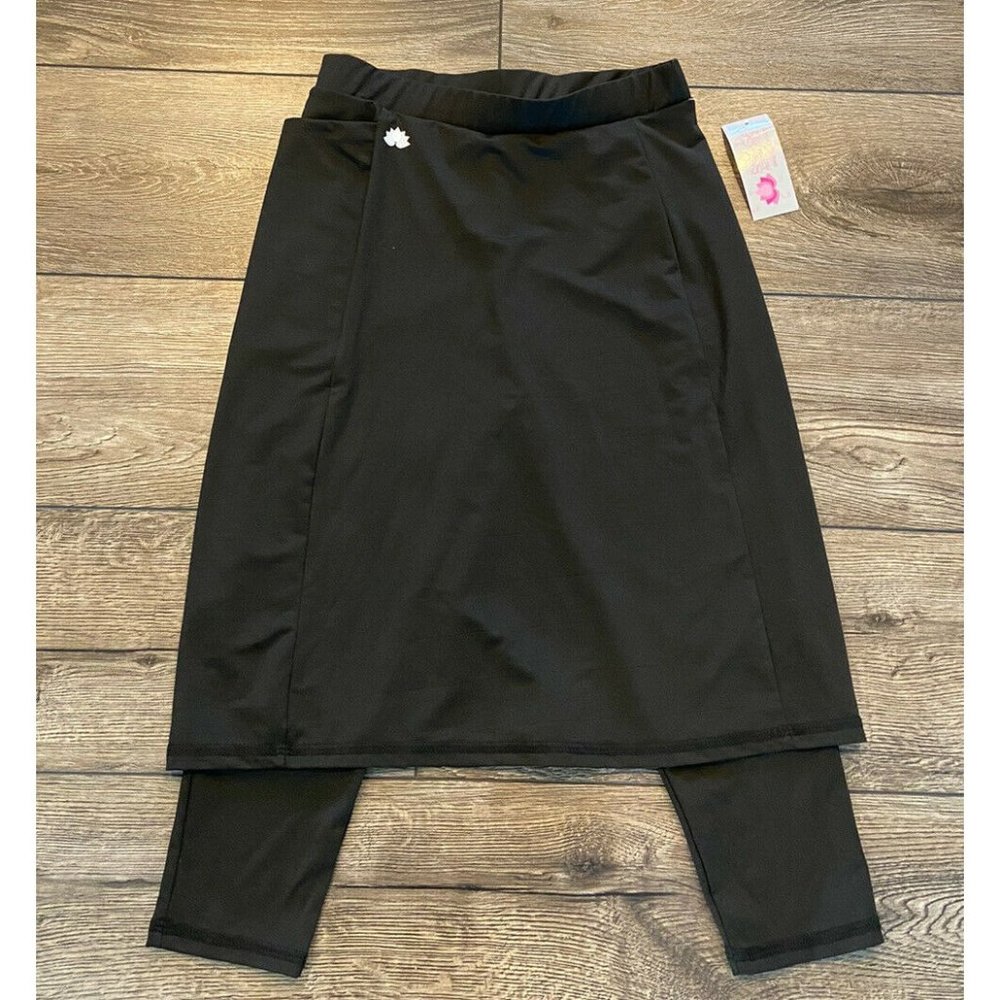 NWT Snoga Athletics Modest Skirt Capri Leggings Black Stripe XS New